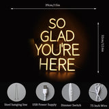"So Glad You Are Here" Neon Sign Pink Word/Letters USB Powered Neon Lights for Bar Coffee Room