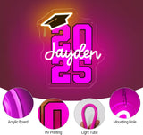 Neon Sign for High School College Graduation, Personalized LED Light Up Wall Decor for Class of 2025,