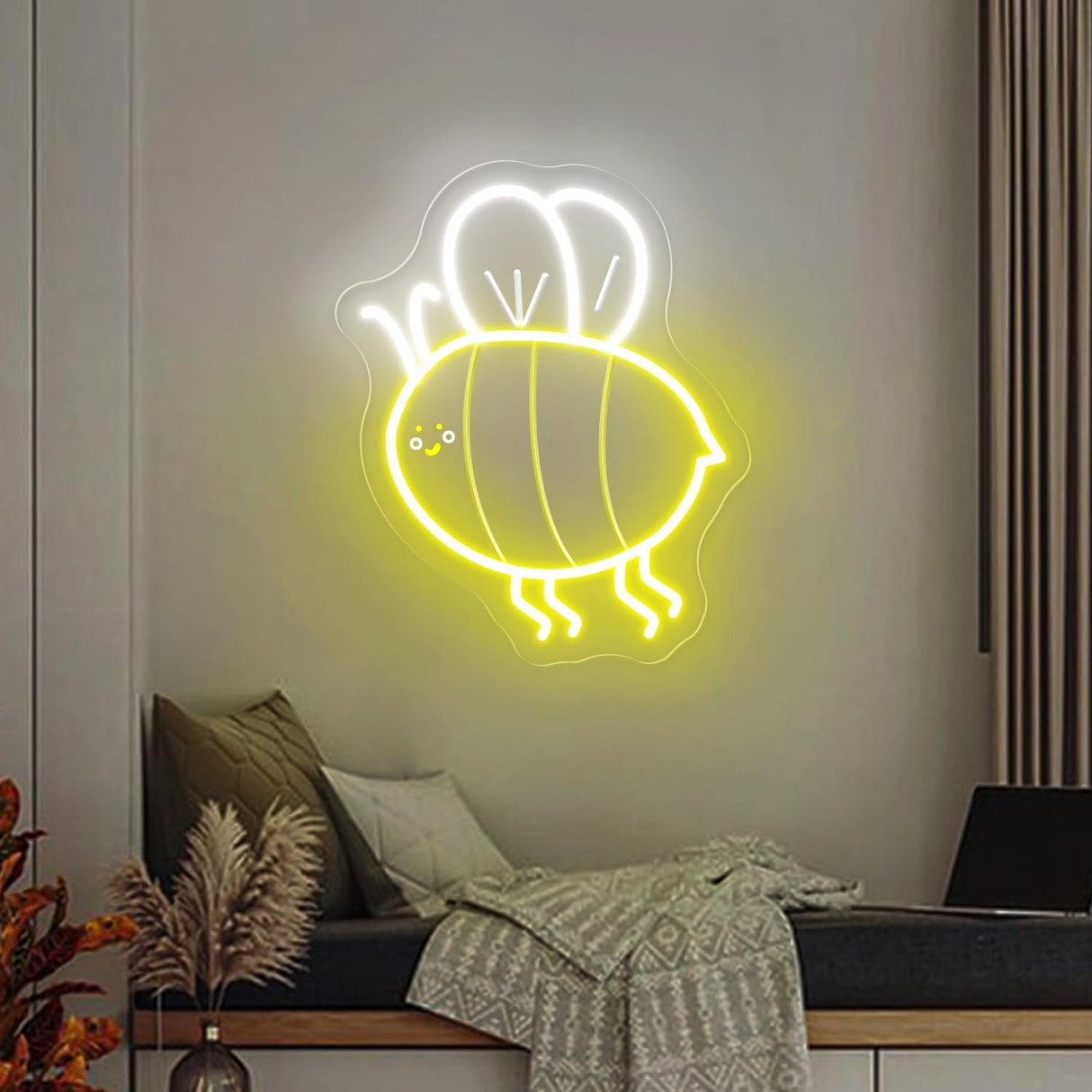 Honeybee Neon Light Wall Decor - LED Room Decor for Bedroom, Kids Room, Living Room