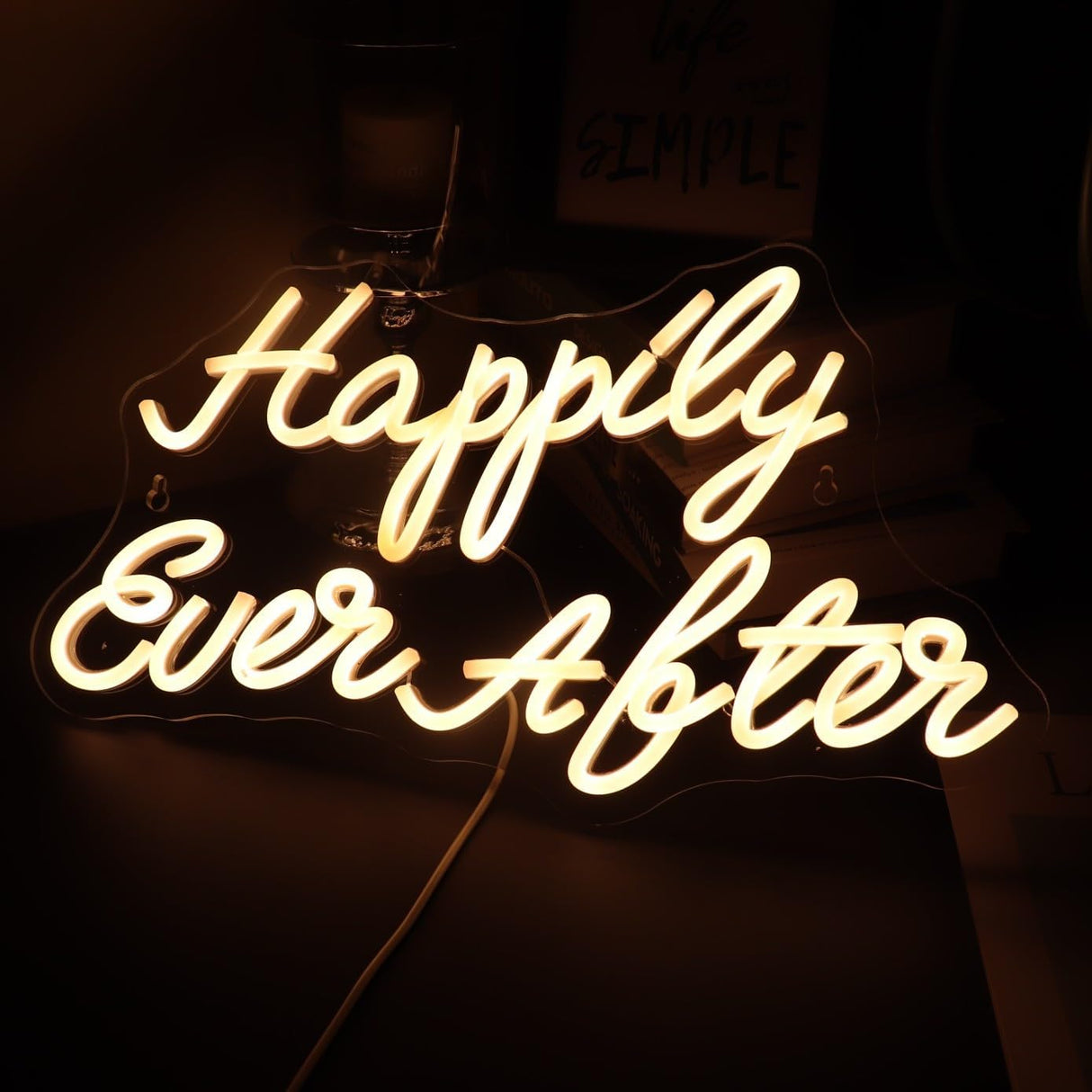 Led Happily Ever After Neon Sign USB Powered with Dimmer Switch Neon Decor Lights