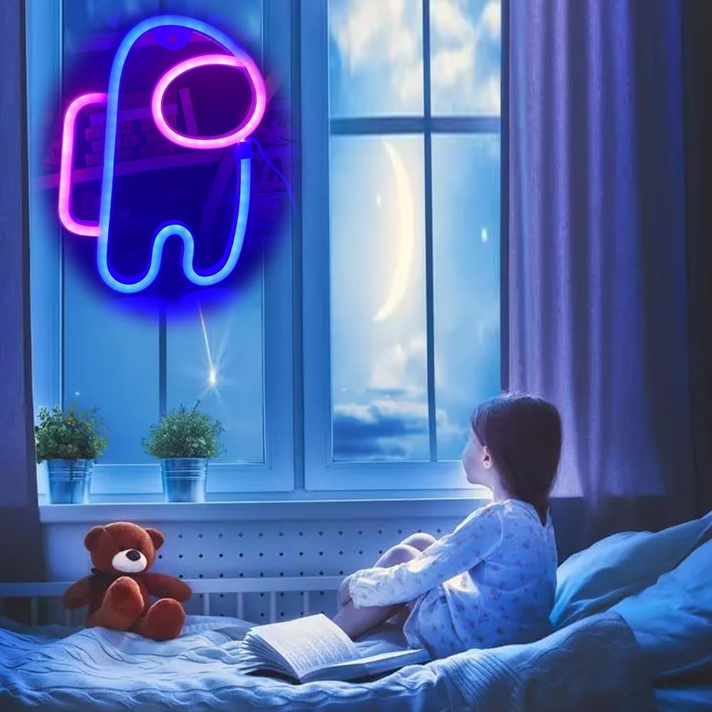 Alien Neon Sign Lights Astronaut with USB or Battery Operated for Kid's Room