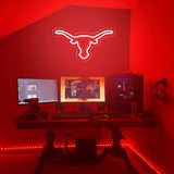 Texas Bull Neon Sign for Wall, Remote Dimmer Red Western Texas Bull Skull Led Neon Light Sign