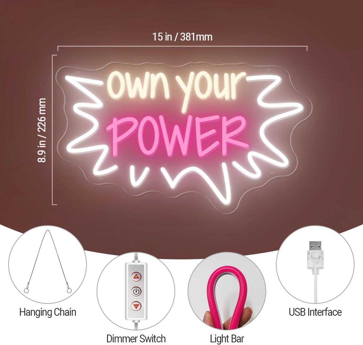 Neon Sign - 15"x9" Warm White Baby Pink LED Light for Bedroom Home Beauty