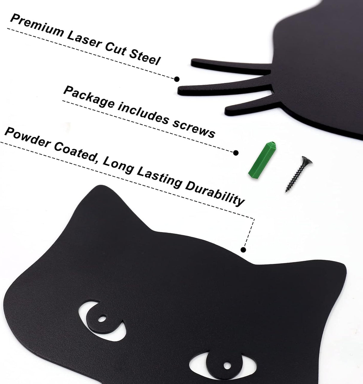 Qmetalart Black Cat Decorations Metal Garden Yard Art Decor Farmhouse Home Decor