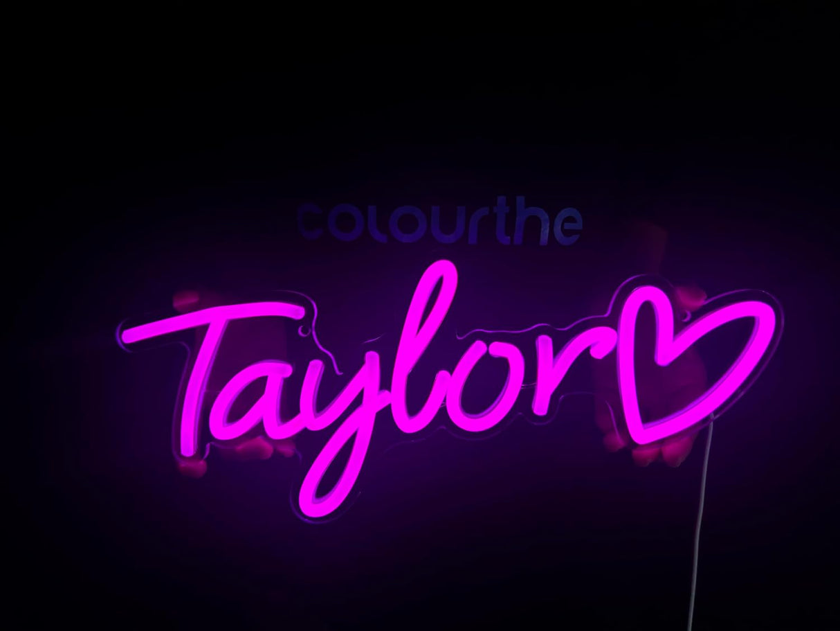 Taylor Neon Sign,15.7 Inch Giant Taylor Light up Sign - Cool Neon Light Wall Decor for Home Karaoke Bar Restaurant Pub Cafe Salon Game Room, USB Powered (15.7 x 8.3 inches, 1Pack)