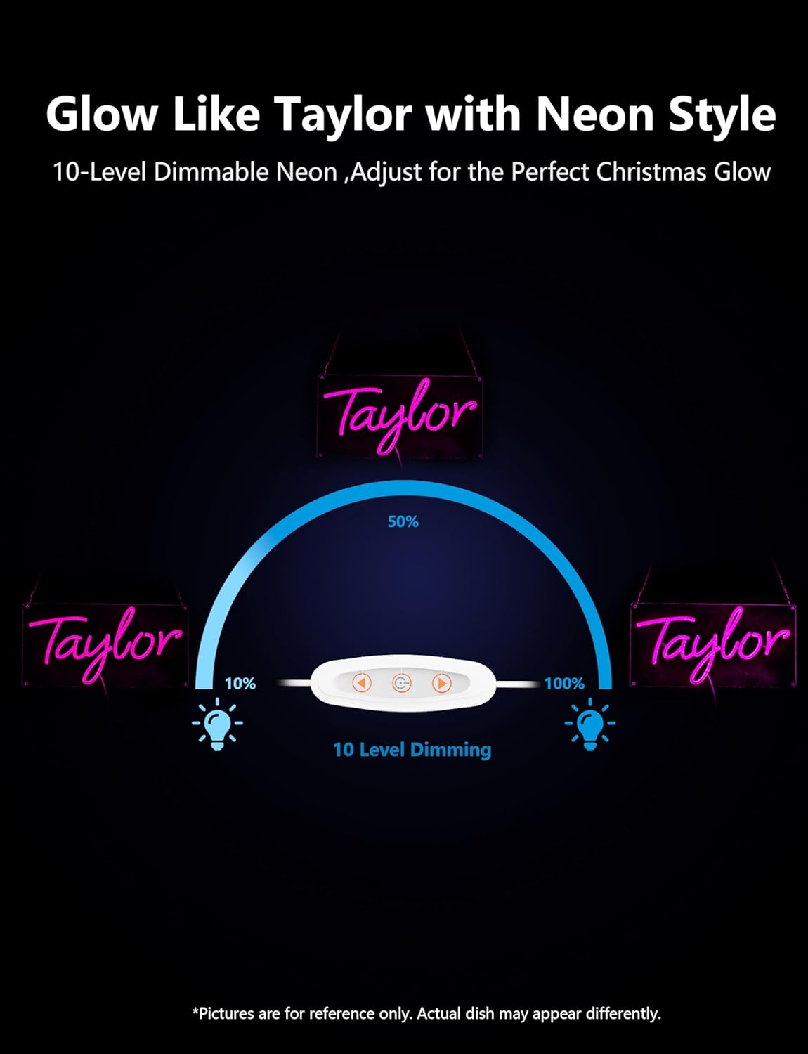 Taylor Neon Sign,15.7 Inch Giant Taylor Light up Sign - Cool Neon Light Wall Decor for Home Karaoke Bar Restaurant Pub Cafe Salon Game Room, USB Powered (15.7 x 8.3 inches, 1Pack)