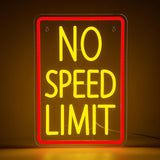 No Speed Limit Neon Sign for Wall Decor, Dimmable Speed Limit Sign in Red Yellow LED Neon