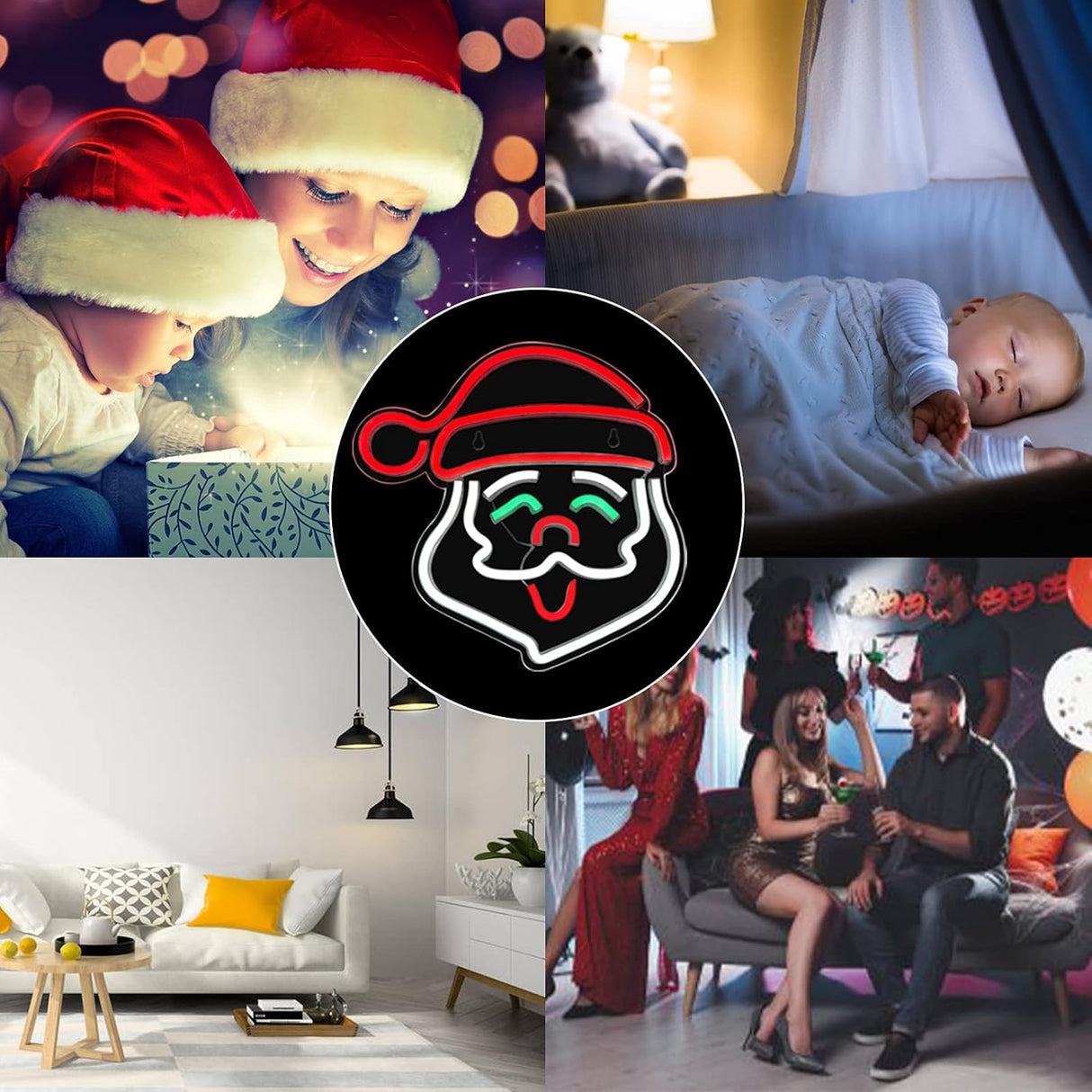 Santa Claus Neon Sign, Christmas LED Neon Signs for Wall Decor