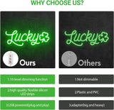 Lucky Shamrock Neon Sign Party Wall Decor LED Sign for St. Patrick's Day Gift, USB Powered
