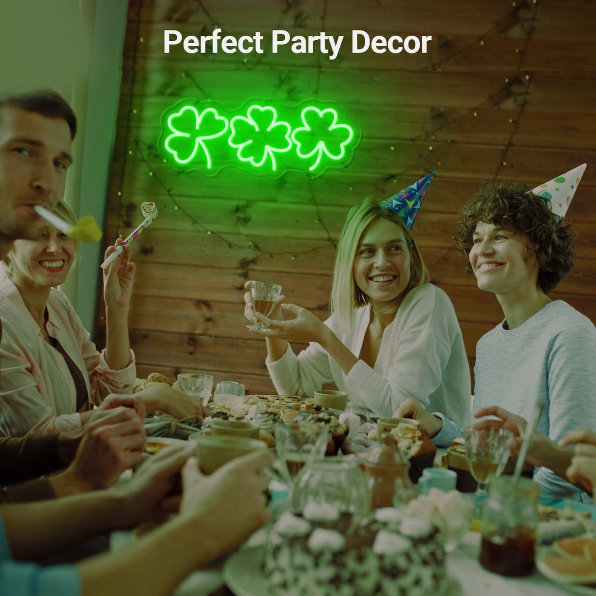 Shamrocks Neon Sign for St. Patrick's Day Wall Decor LED Sign Lucky Leaves for Gift, USB Powered Dimmable