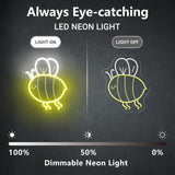 Honeybee Neon Light Wall Decor - LED Room Decor for Bedroom, Kids Room, Living Room