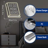 Read More Books Neon Signs for Wall Decor, Dimmable Book Classroom