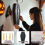 Qmetalart Coffin Shelf with Acrylic Dust Cover, Wooden Gothic Decor for Display or Storage Rocks Mini Figures,