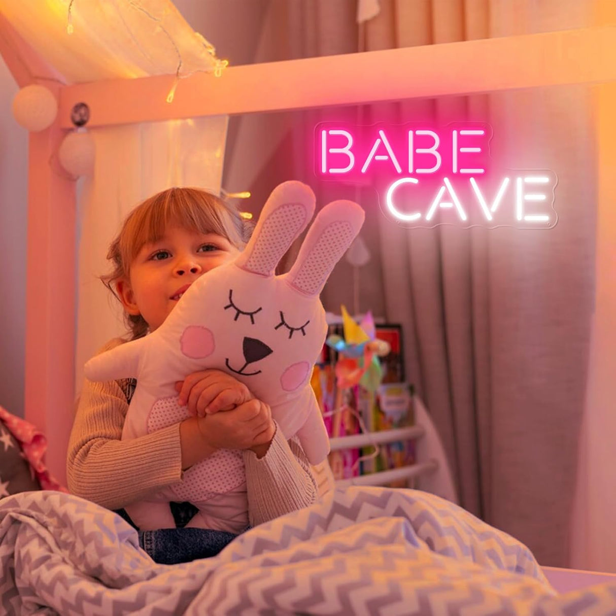 Babe Cave Neon Sign for Wall, Pink Cute Babe Cave Led Neon Light Sign, USB Power Babe Cave for Baby Room, Bedroom Home Store Business - 15''