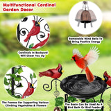 Cardinal Bird Bath Garden Trellis for Climbing Plants Outdoor Wind Chime Decor Red Birds