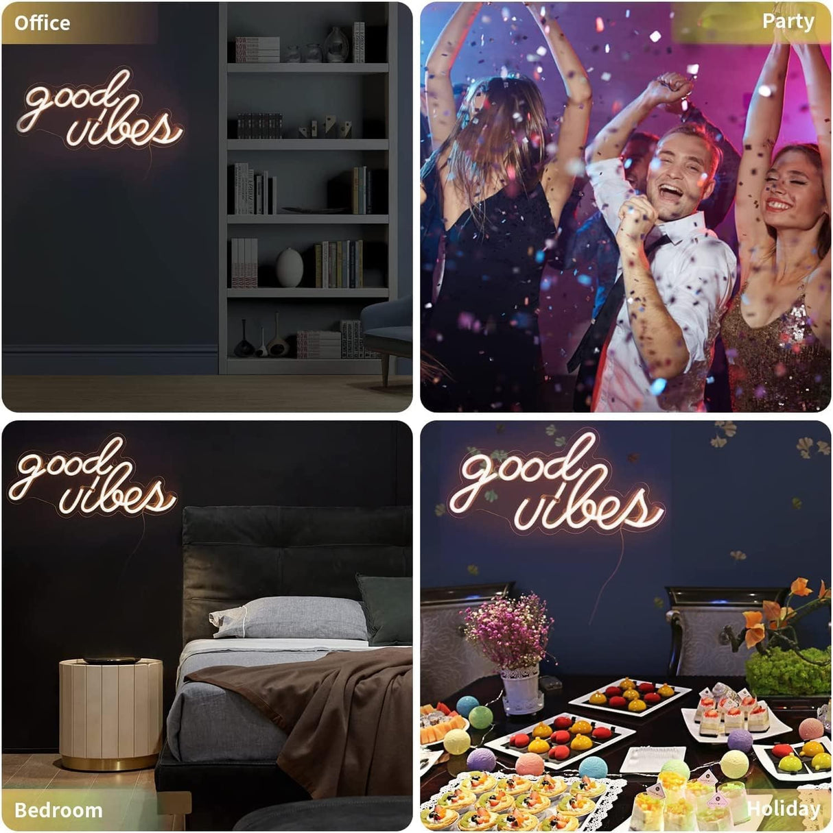 Good Vibes Neon Sign for Wall Decor，Powered by USB Neon Light for Bedroom