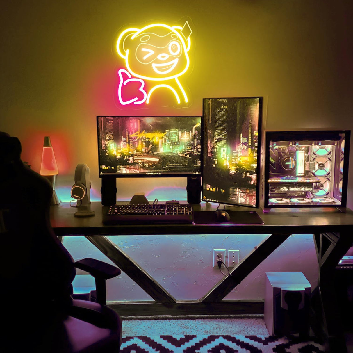 Thumbs Up LED Wall Light, 12x11 Inch USB-Powered Gaming Room Decor, Safe Silicone