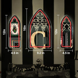 Gothic Mirror Neon Sign, 3 Piece Dimmable Retro Red Gothic Cathedral Arch Window Light