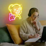 Thumbs Up LED Wall Light, 12x11 Inch USB-Powered Gaming Room Decor, Safe Silicone