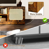 Qmetalart Boho TV Stand for 30-65 inch TVs，Ratten Entertainment Center with 3 Adjustable Shelves,