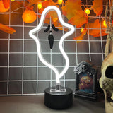 Halloween Ghost Neon Sign, Halloween Decoration LED Ghost Neon Light Sign with Base,