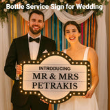 Large Wedding Bottle Service Sign, Personalized Wedding Entrance Props Led Marquee