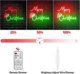 Large 25 Inch Merry Christmas Neon Signs, Red Green Led Neon Light Sign for Party Gift