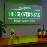 Personalized Bar Led Light for Home Business, Handmade 3D Mirror Light up Sign for Club Pub Man Cave Bistro Lounge Tavern Party Gift