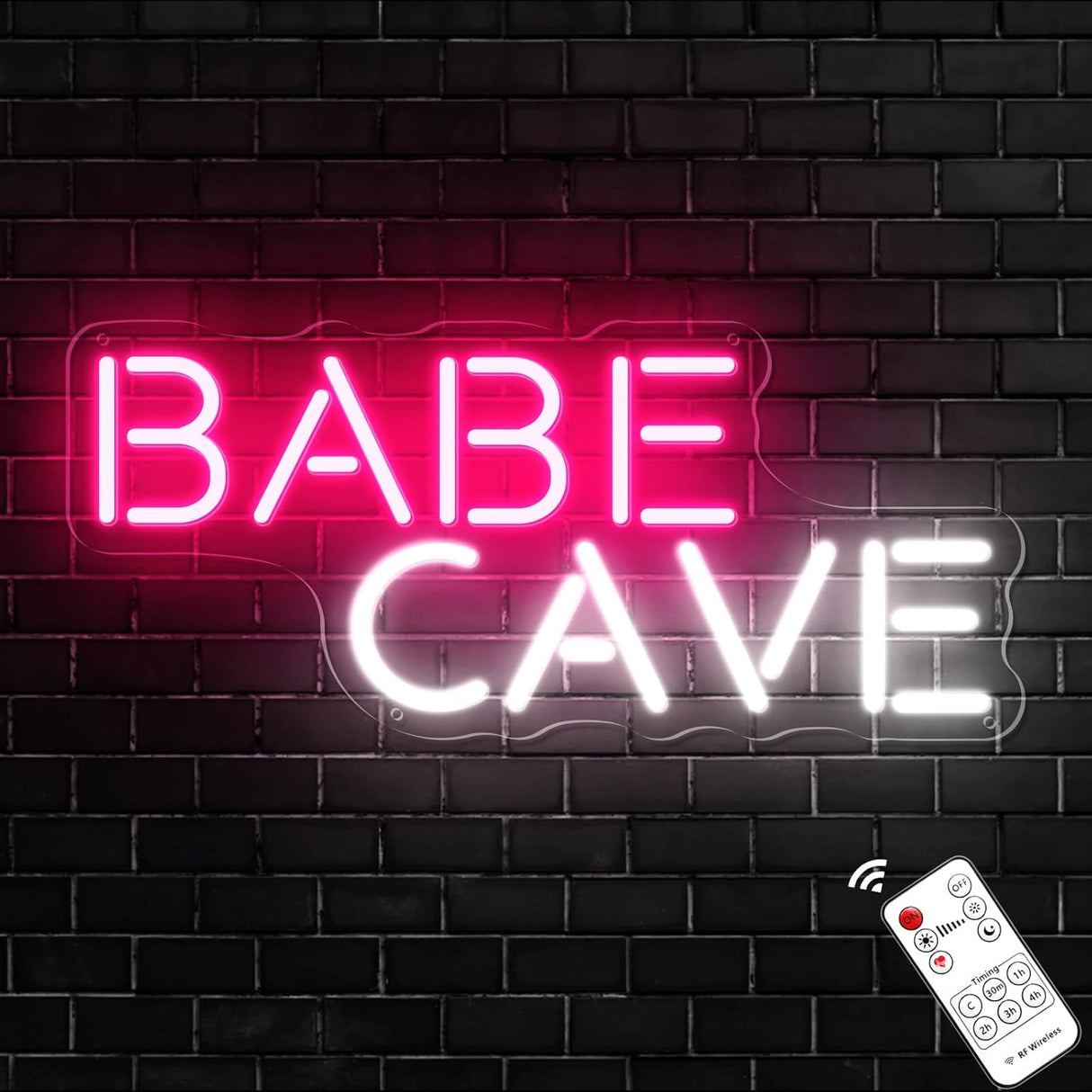 Babe Cave Neon Sign for Wall, Pink Cute Babe Cave Led Neon Light Sign, USB Power Babe Cave for Baby Room, Bedroom Home Store Business - 15''