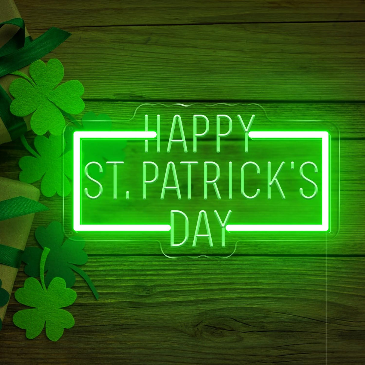 Happy St. Patrick's Day Neon Sign Party Wall Decor LED Sign for Gift, USB Powered