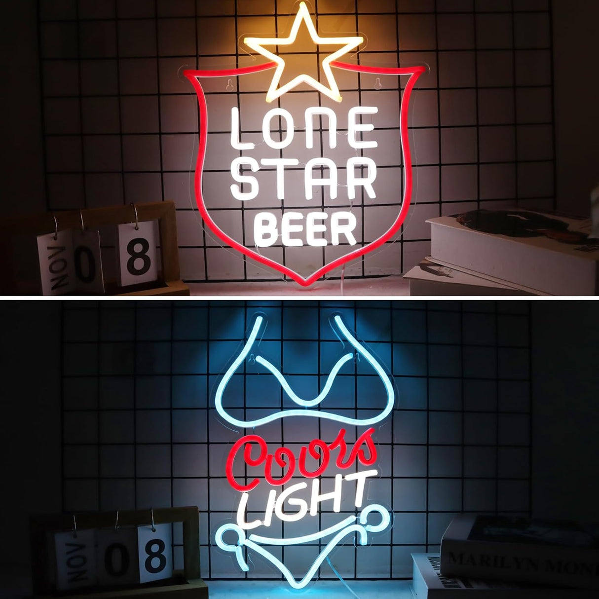 Bikini Crs Light Neon Signs 16.1 * 9.8 Inch(Azure+Red+White) + Lone Star Beer Neon Signs 15 * 12.2 Inch