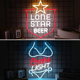 Bikini Crs Light Neon Signs 16.1 * 9.8 Inch(Azure+Red+White) + Lone Star Beer Neon Signs 15 * 12.2 Inch
