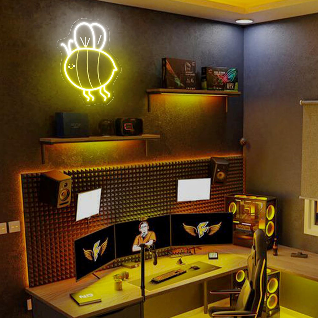 Honeybee Neon Light Wall Decor - LED Room Decor for Bedroom, Kids Room, Living Room