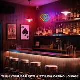 Poker Neon Sign–LED Playing Cards Neon Light for Wall Decor, USB Powered Dimmable