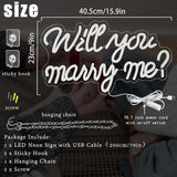 Will You Marry Me Neon Sign, LED Neon Light for Proposal Engagement Art Decor