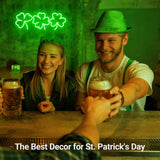 Shamrocks Neon Sign for St. Patrick's Day Wall Decor LED Sign Lucky Leaves for Gift, USB Powered Dimmable