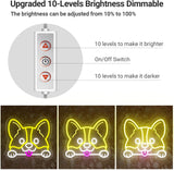 Corgi Neon Sign LED Wall Light - Lemon Yellow & Cool White Dog Head Decor, 10.9x12 Inch USB Powered