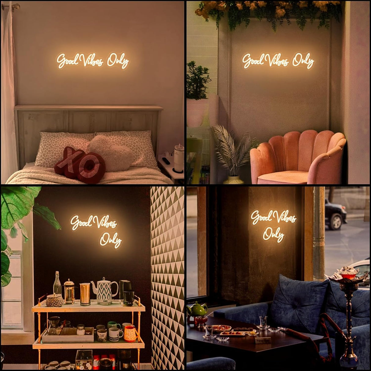 Good Vibes Only Neon Sign, Warm White Handmade DIY Placement Good vibes Led