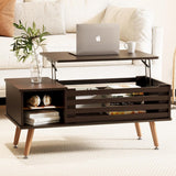 Qmetalart Lift Top Coffee Table with Storage, Mid Century Modern Coffee Table, Central