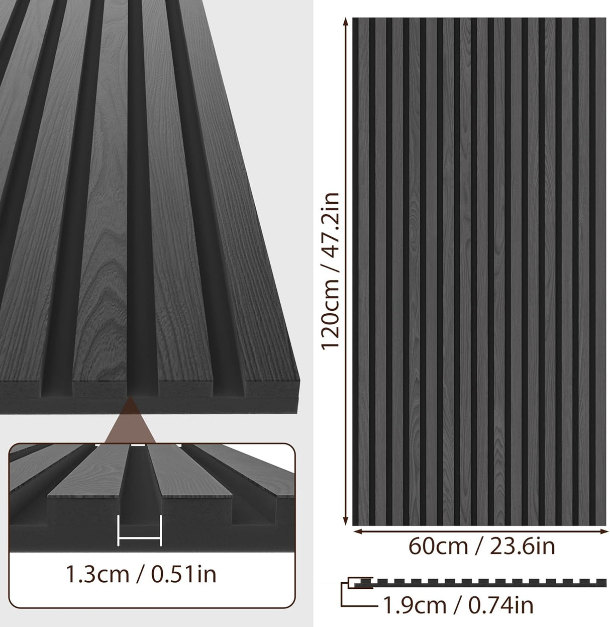 Qmetalart Acoustic Wall Panels 2 Pack 47.2"×23.6"Wall Panels for Interior Wall Decor Matte Black Slat Wall with Self-