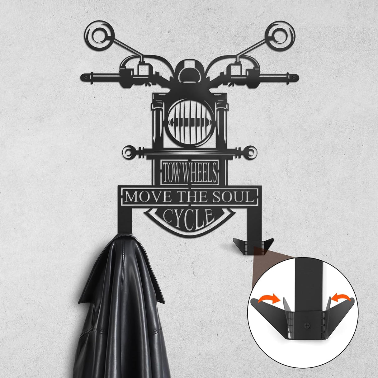 Qmetalart Fathers Gifts Metal Wall Decoration Home Decor Motorcycle Shape Black Wall Art