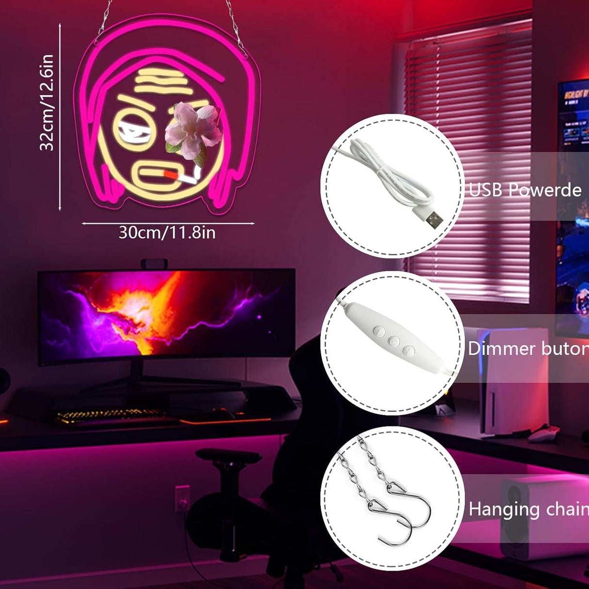 Game Character Neon Signs for Wall Decor Game Logo Neon Lights for Bedroom Led Signs Suitable