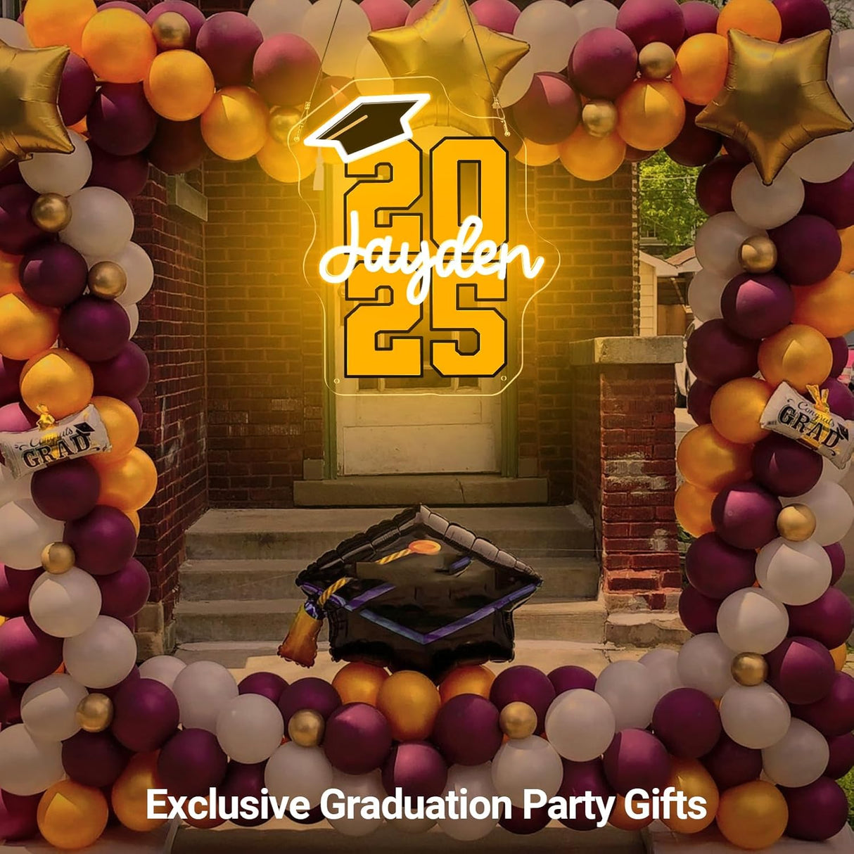 Neon Sign for High School College Graduation, Personalized LED Light Up Wall Decor for Class of 2025,