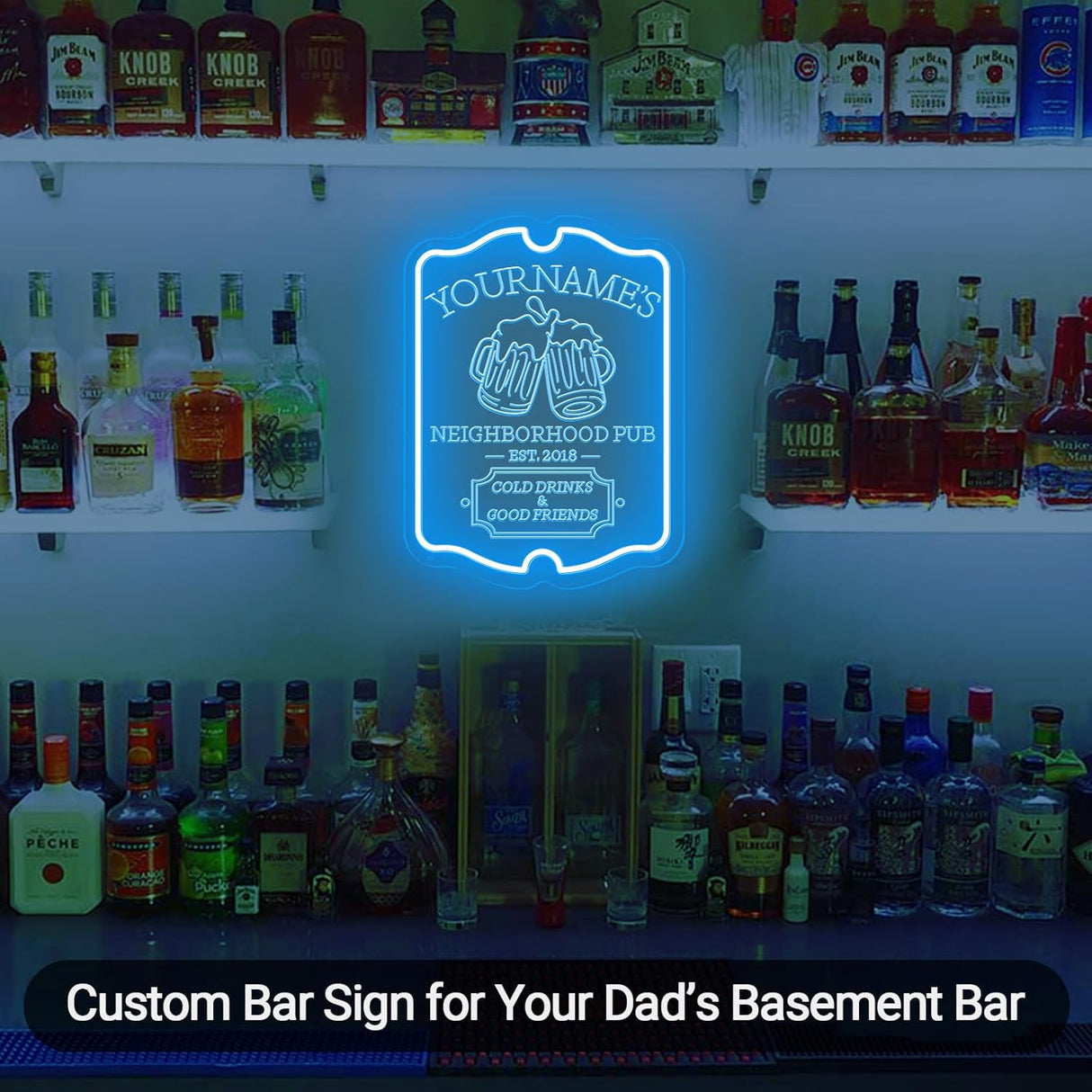 Neon Sign Customizable Home Bar For Man Cave,Custom Led Sign For Personalized Gifts For Father