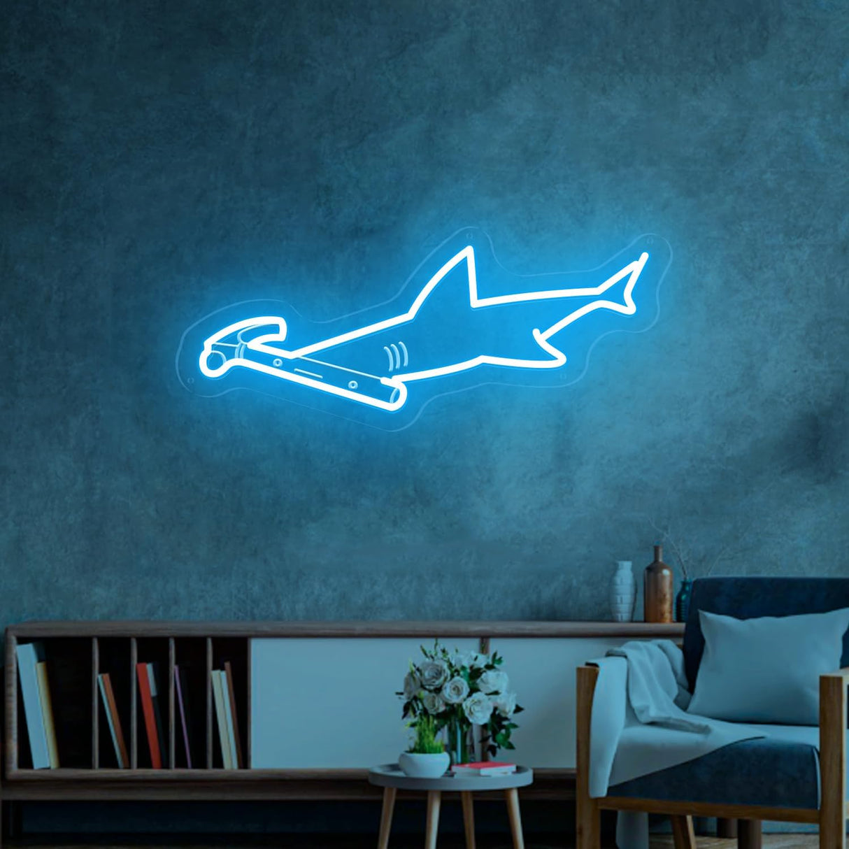 Hammerhead Shark Neon Sign Wall Art - Hammerhead LED Night Light with Personalized Option,