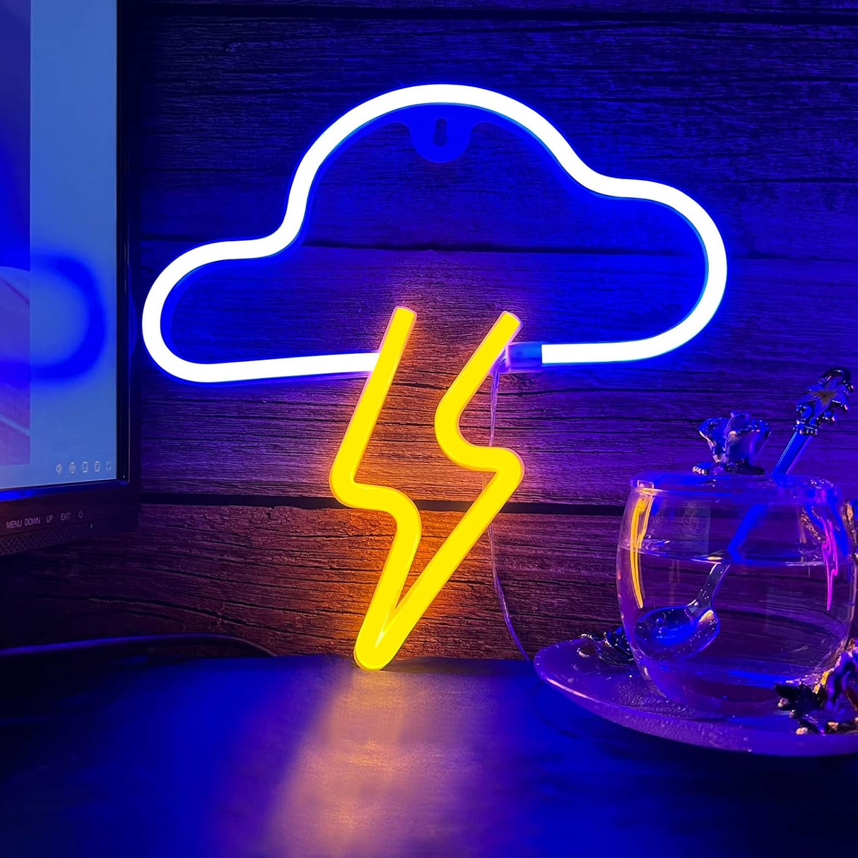 Neon Sign LED Cloud Lightning Neon Signs for Wall Decor Hanging Neon Light Battery or USB Powered