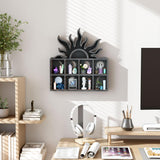 Qmetalart Sunrise Trinket Shelf, Sun Moon Crystal Display Shelf Storage Wall Hanging
