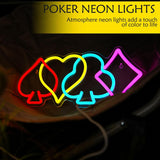 Poker Neon Sign–LED Playing Cards Neon Light for Wall Decor, USB Powered Dimmable