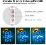 Neon Sign for High School College Graduation, Personalized LED Light Up Wall Decor for Class of 2025,