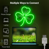Patrick's Day Party Decoration Gift LED Light, USB Powered Green Clover Shape Wall Decor